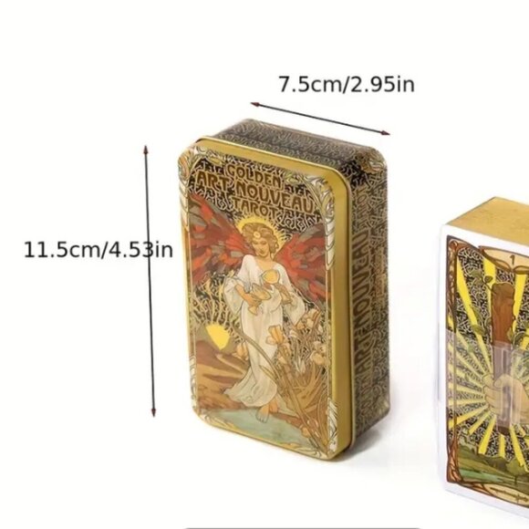 Golden Art Nouveau Tarot Gold Edged with Collector Storage Tin 78 Cards … - Picture 2 of 6